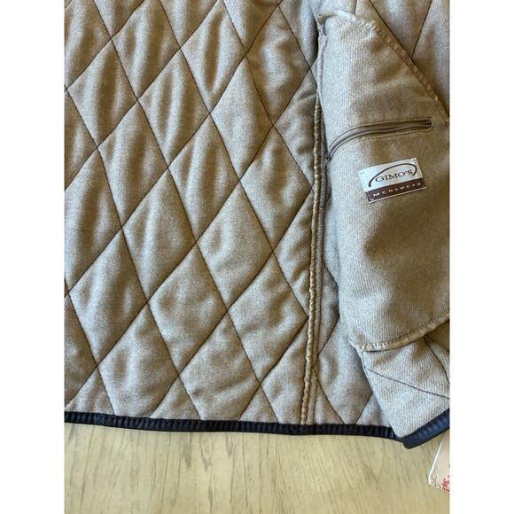 VTG 90s Quilted Brown Leather Wool Jacket Italian Designer Gimo’s Chore Coat L - Picture 15 of 16